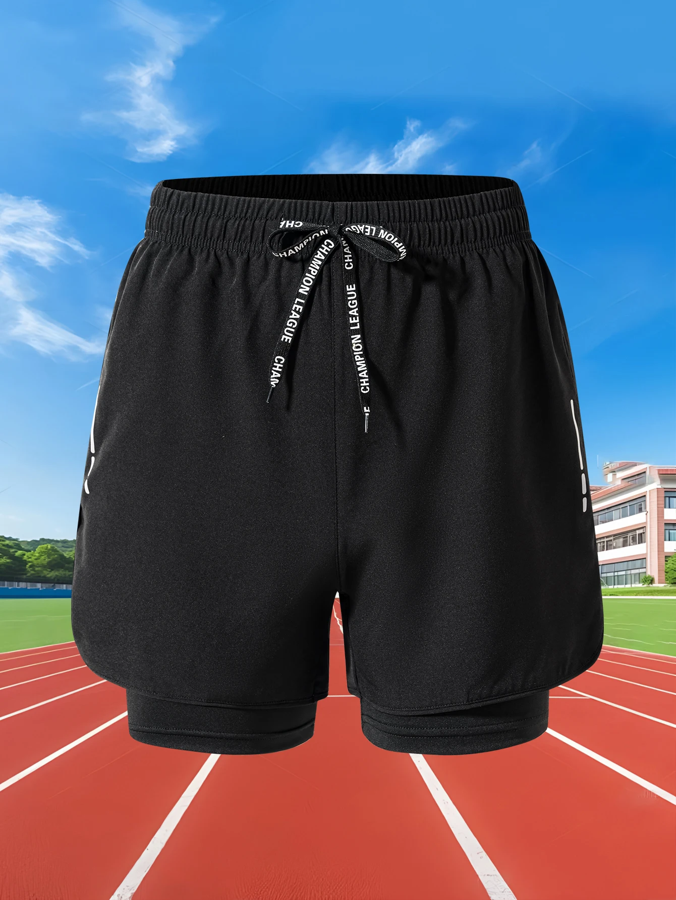 Summer Men Running Shorts Fitness Gym Training 2 in 1 Sports Shorts Quick Dry WorkoutJogging Double Deck Shorts