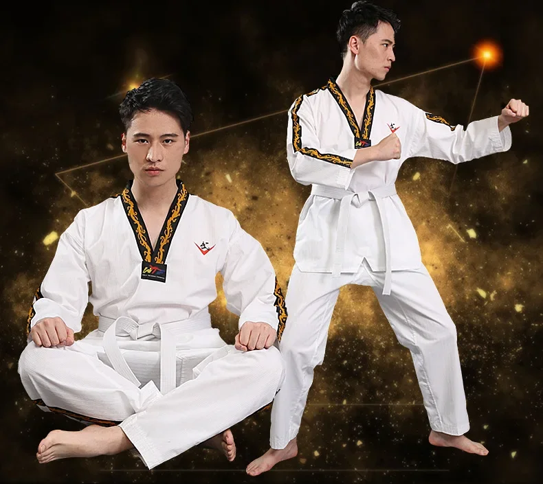 New Pattern Men's and Women's Taekwondo Clothing Long Sleeves Pure Cotton Taekwondo Clothing Training Clothing Wear-resistant