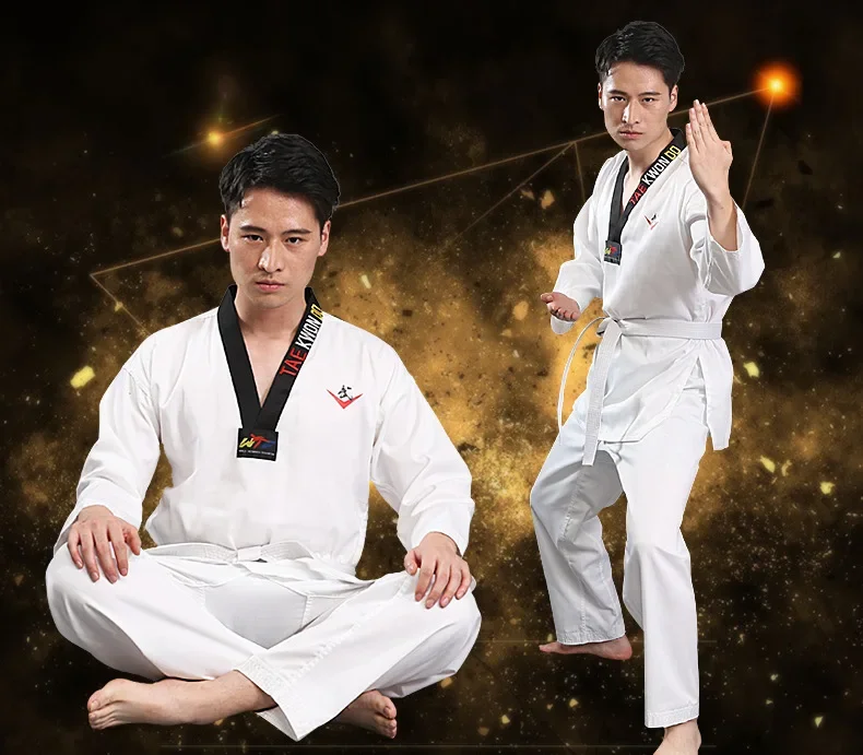New Pattern Men's and Women's Taekwondo Clothing Long Sleeves Pure Cotton Taekwondo Clothing Training Clothing Wear-resistant