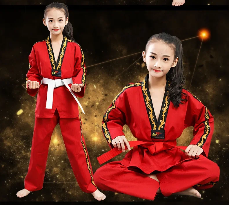 New Pattern Men's and Women's Taekwondo Clothing Long Sleeves Pure Cotton Taekwondo Clothing Training Clothing Wear-resistant