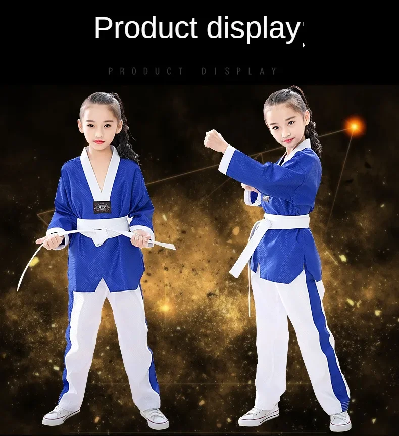 New Pattern Men's and Women's Taekwondo Clothing Long Sleeves Pure Cotton Taekwondo Clothing Training Clothing Wear-resistant