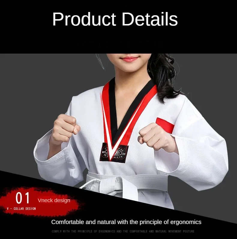 New Pattern Men's and Women's Taekwondo Clothing Long Sleeves Pure Cotton Taekwondo Clothing Training Clothing Wear-resistant