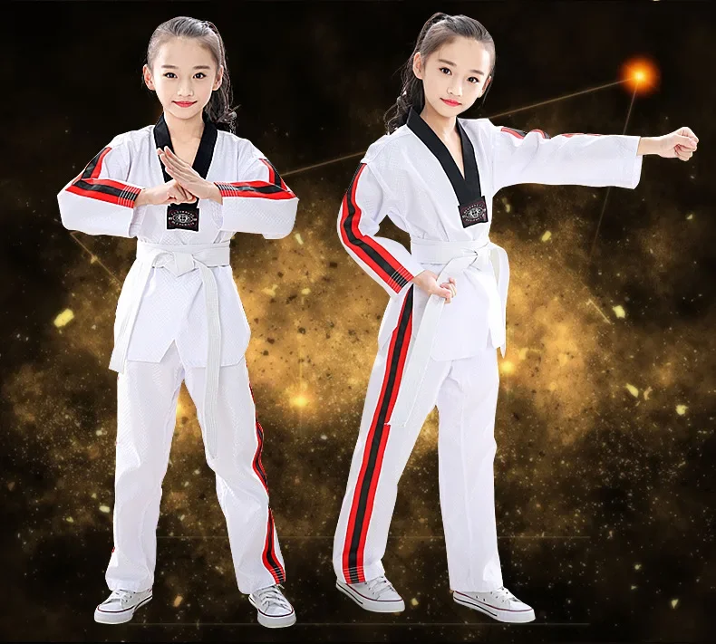 New Pattern Men's and Women's Taekwondo Clothing Long Sleeves Pure Cotton Taekwondo Clothing Training Clothing Wear-resistant