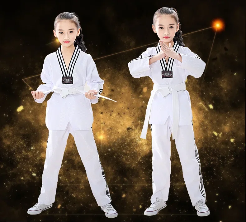 New Pattern Men's and Women's Taekwondo Clothing Long Sleeves Pure Cotton Taekwondo Clothing Training Clothing Wear-resistant