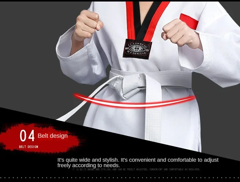 New Pattern Men's and Women's Taekwondo Clothing Long Sleeves Pure Cotton Taekwondo Clothing Training Clothing Wear-resistant