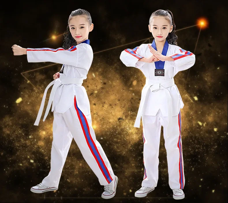 New Pattern Men's and Women's Taekwondo Clothing Long Sleeves Pure Cotton Taekwondo Clothing Training Clothing Wear-resistant