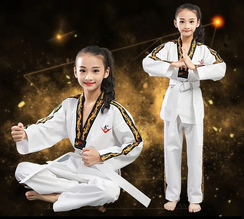 New Pattern Men's and Women's Taekwondo Clothing Long Sleeves Pure Cotton Taekwondo Clothing Training Clothing Wear-resistant