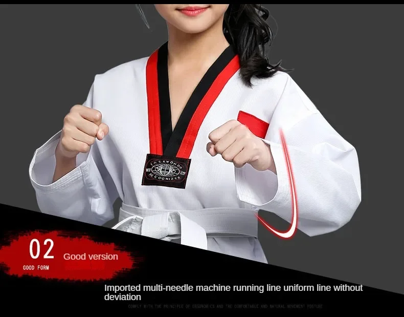 New Pattern Men's and Women's Taekwondo Clothing Long Sleeves Pure Cotton Taekwondo Clothing Training Clothing Wear-resistant