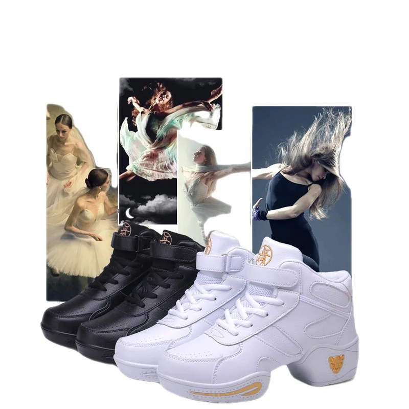 Dance Shoes Woman Ladies Modern Soft Outsole Jazz Sneakers Leather Breathable Lightweight Female Dancing Fitness Sport