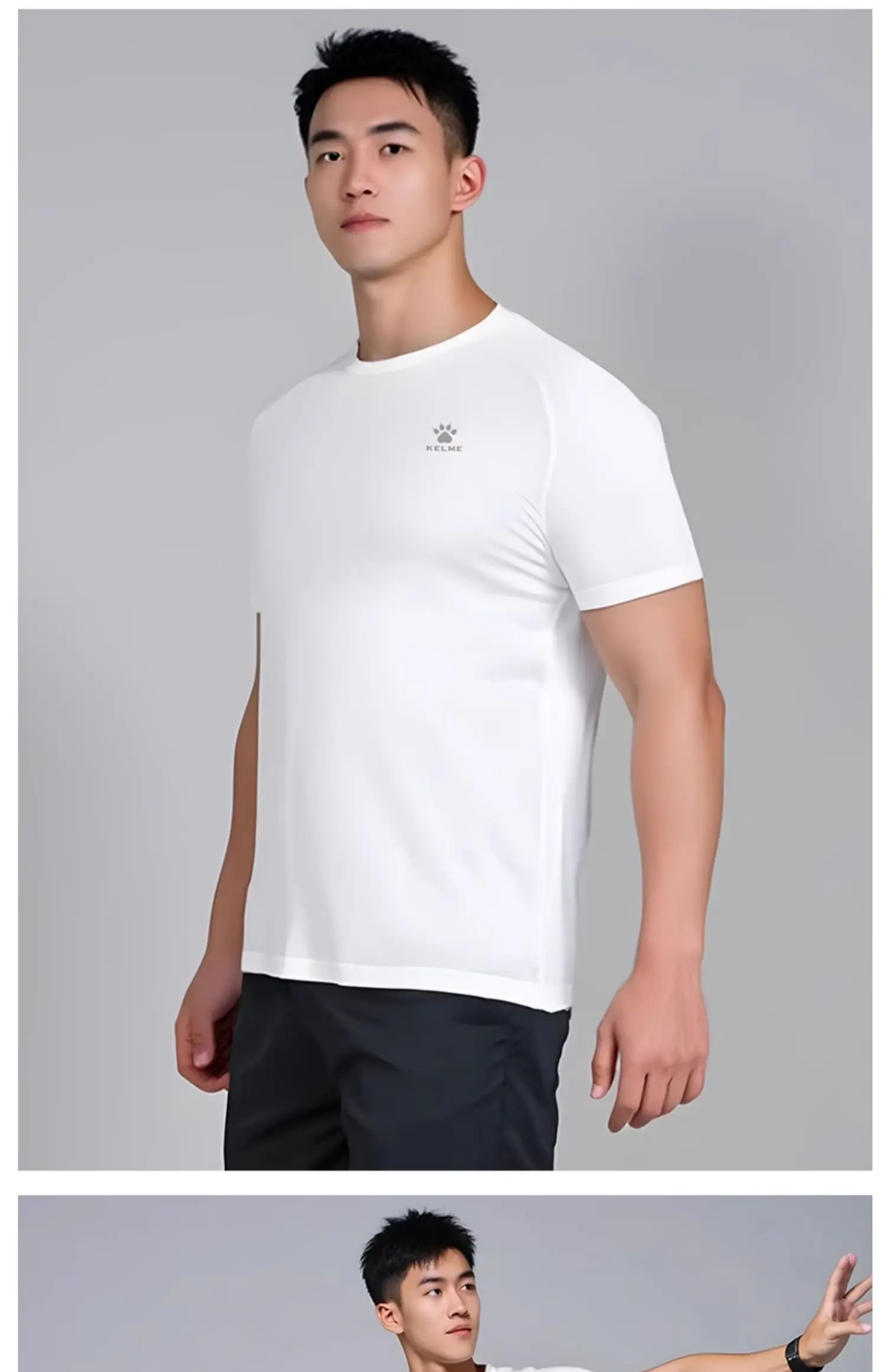 Kelme Men's Sports T-shirt Ice Silk Football Quick-drying Short-sleeved Fitness Outdoor Running Training Breathable Top