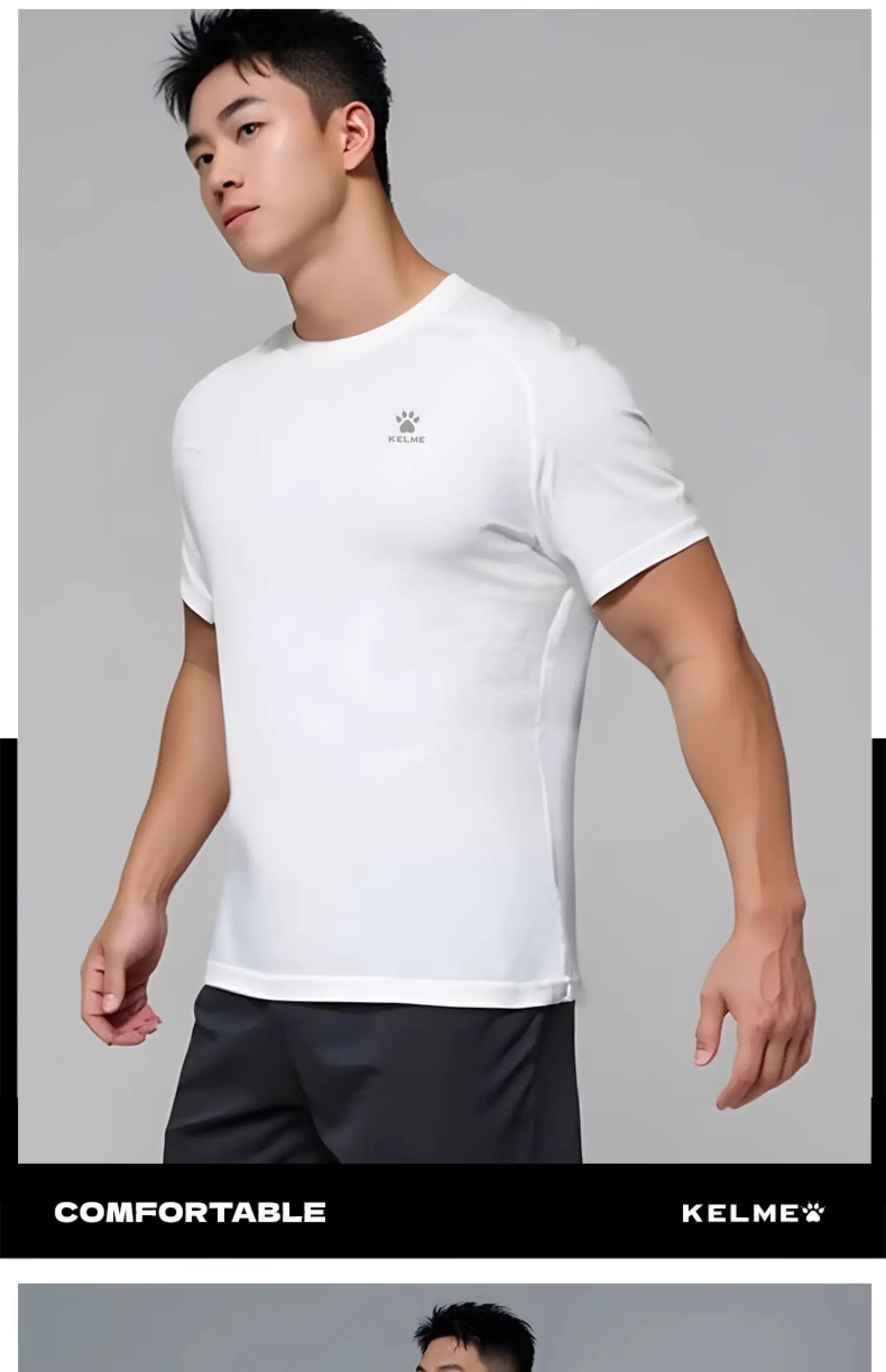 Kelme Men's Sports T-shirt Ice Silk Football Quick-drying Short-sleeved Fitness Outdoor Running Training Breathable Top