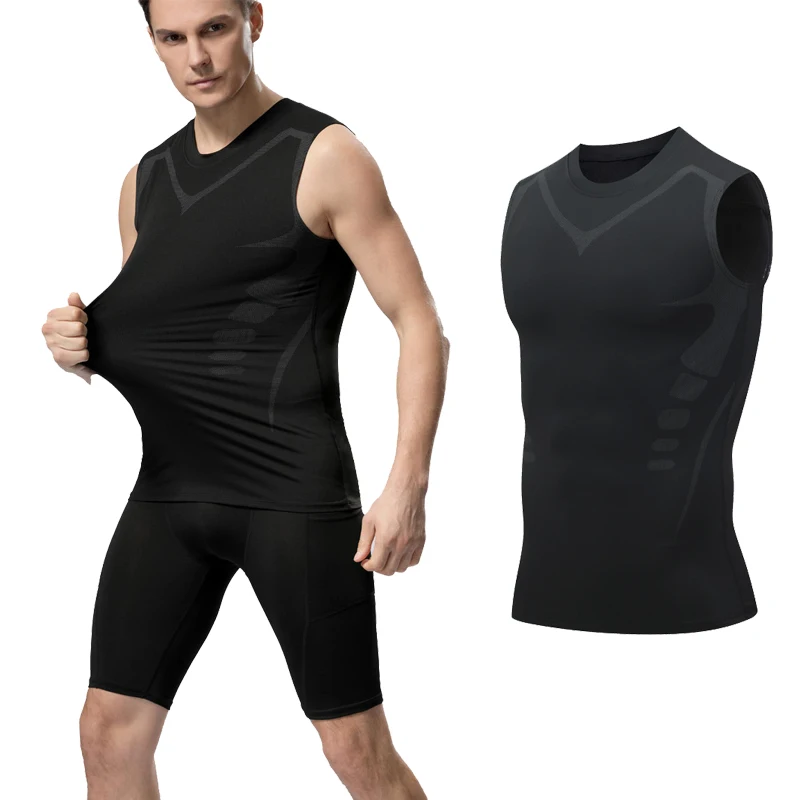 Sports Vest Men's Running Short-sleeved Quick-drying Sleeveless Ice Silk T-shirt Basketball Training Fitness Clothes Summer Thin