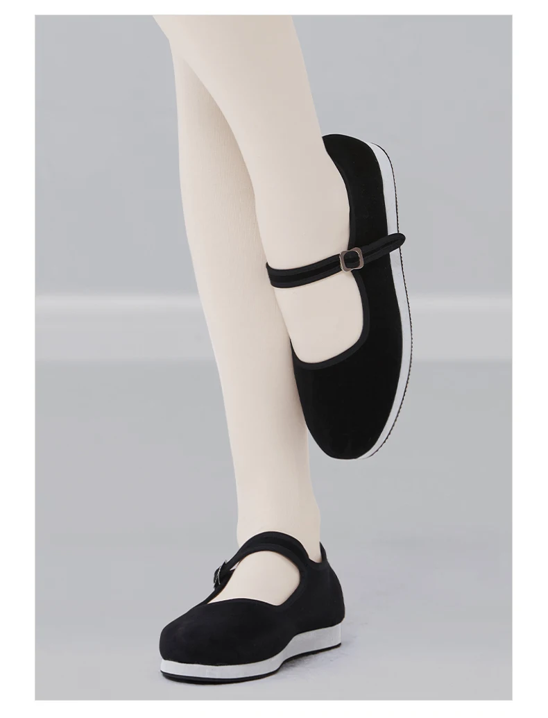 Teen Girls Dance Grading Exams Specialized Dance Shoes Women Ethnic Dance Black Cloth Shoes
