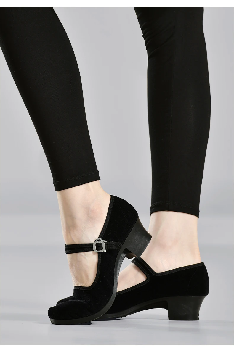 Teen Girls Dance Grading Exams Specialized Dance Shoes Women Ethnic Dance Black Cloth Shoes