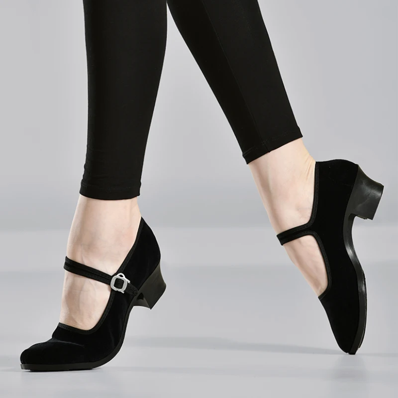 Teen Girls Dance Grading Exams Specialized Dance Shoes Women Ethnic Dance Black Cloth Shoes