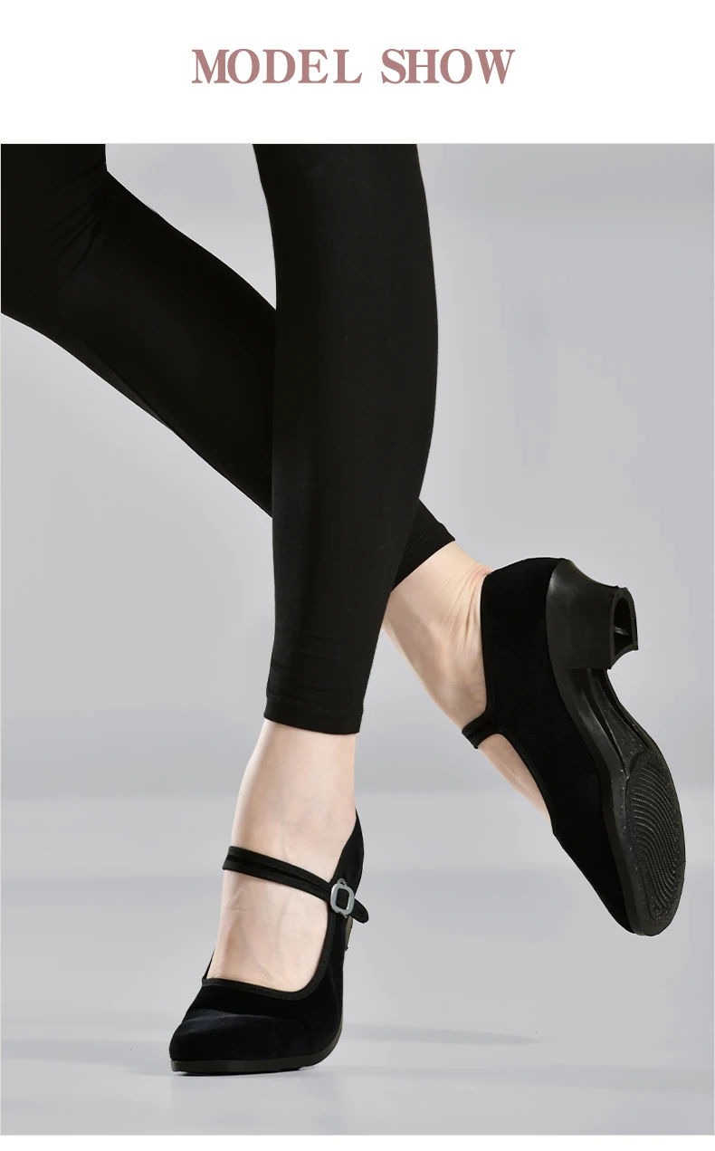 Teen Girls Dance Grading Exams Specialized Dance Shoes Women Ethnic Dance Black Cloth Shoes