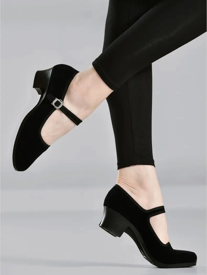 Teen Girls Dance Grading Exams Specialized Dance Shoes Women Ethnic Dance Black Cloth Shoes