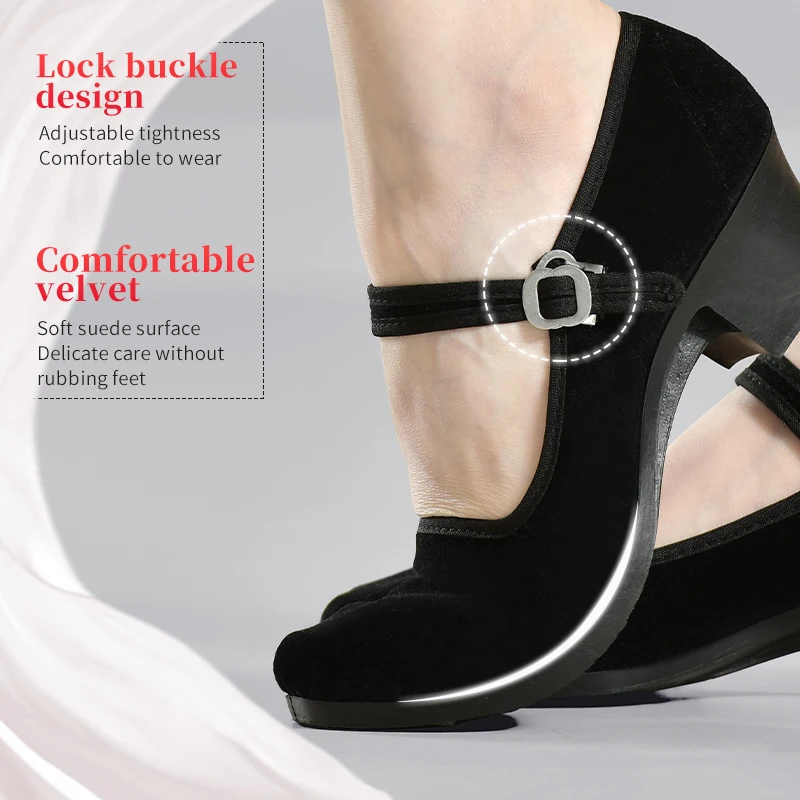 Teen Girls Dance Grading Exams Specialized Dance Shoes Women Ethnic Dance Black Cloth Shoes
