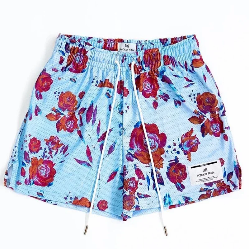 2025 Summer New Men's/Women's Fitness Shorts Oil Painting Style Sports Mesh Shorts Basketball Training Knee Quarter Short Pants