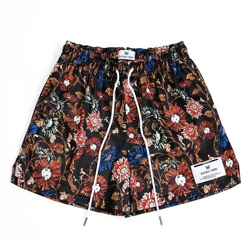 2025 Summer New Men's/Women's Fitness Shorts Oil Painting Style Sports Mesh Shorts Basketball Training Knee Quarter Short Pants