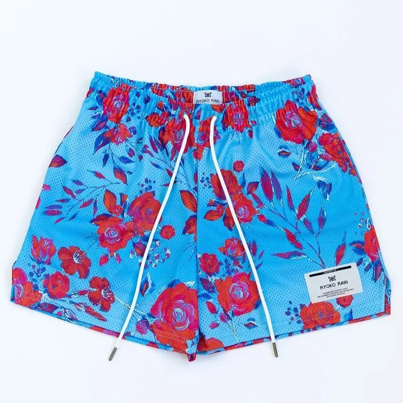 2025 Summer New Men's/Women's Fitness Shorts Oil Painting Style Sports Mesh Shorts Basketball Training Knee Quarter Short Pants