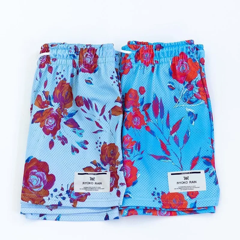 2025 Summer New Men's/Women's Fitness Shorts Oil Painting Style Sports Mesh Shorts Basketball Training Knee Quarter Short Pants
