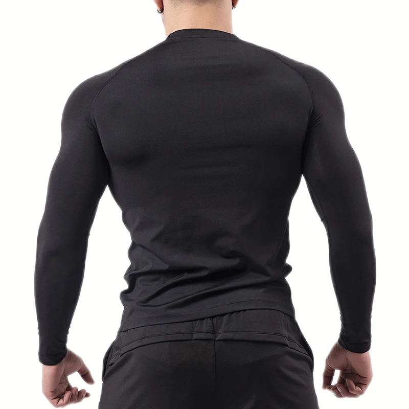 Skull Wings Print Long Sleeve Compression Shirts for Men Gym Workout Running Baselayer Undershirts Spring Fall Athletic Tops