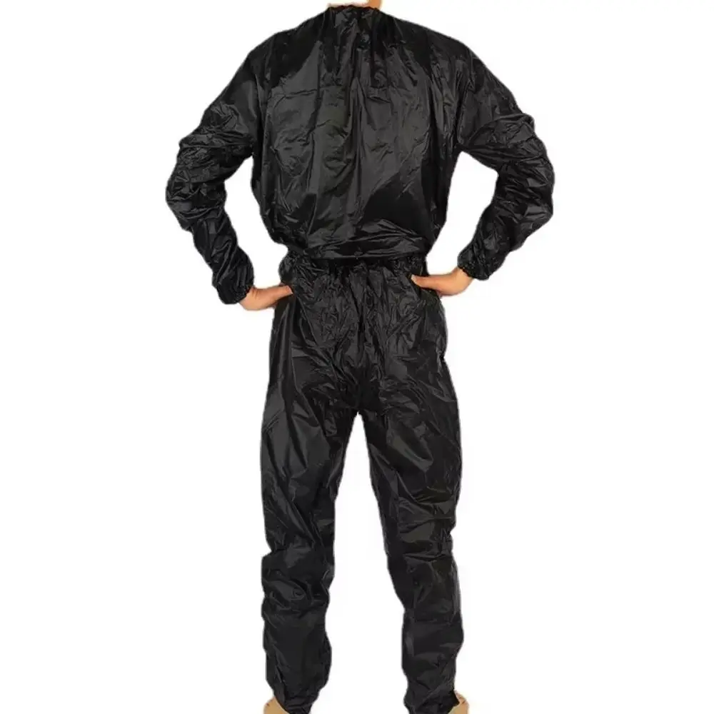 Sport Suit Men Women PVC Sauna Suit Long Sleeve Elastic Waist Summer Men's Top Pants Set Sweat Suit Weight Loss Fitness Clothing