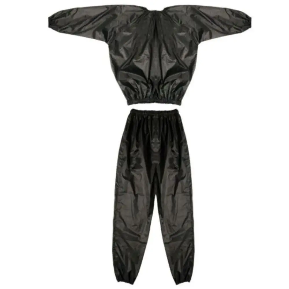 Sport Suit Men Women PVC Sauna Suit Long Sleeve Elastic Waist Summer Men's Top Pants Set Sweat Suit Weight Loss Fitness Clothing