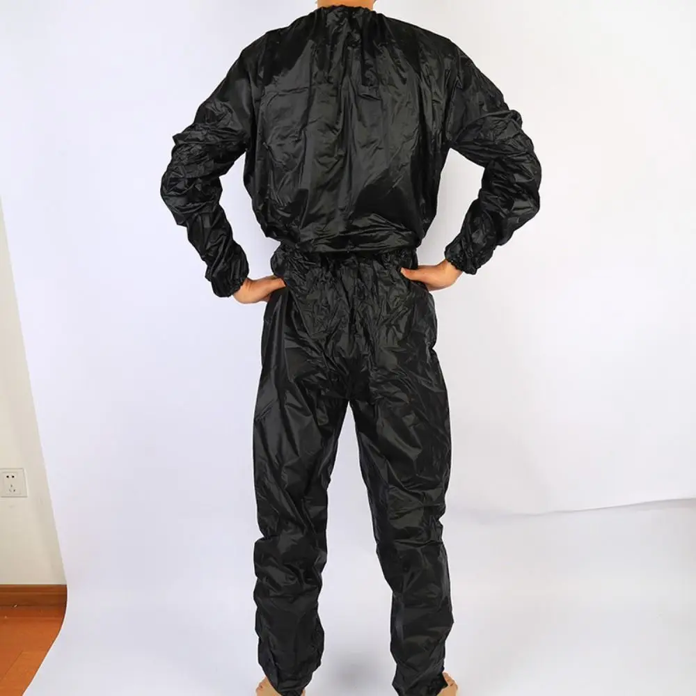 Sport Suit Men Women PVC Sauna Suit Long Sleeve Elastic Waist Summer Men's Top Pants Set Sweat Suit Weight Loss Fitness Clothing