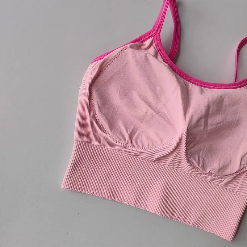 Women Breathable Sports Bra Fitness Tops Gym Crop Top Brassiere Push Up Camisole Sport Bras Gym Workout Top Letter Yoga Bra