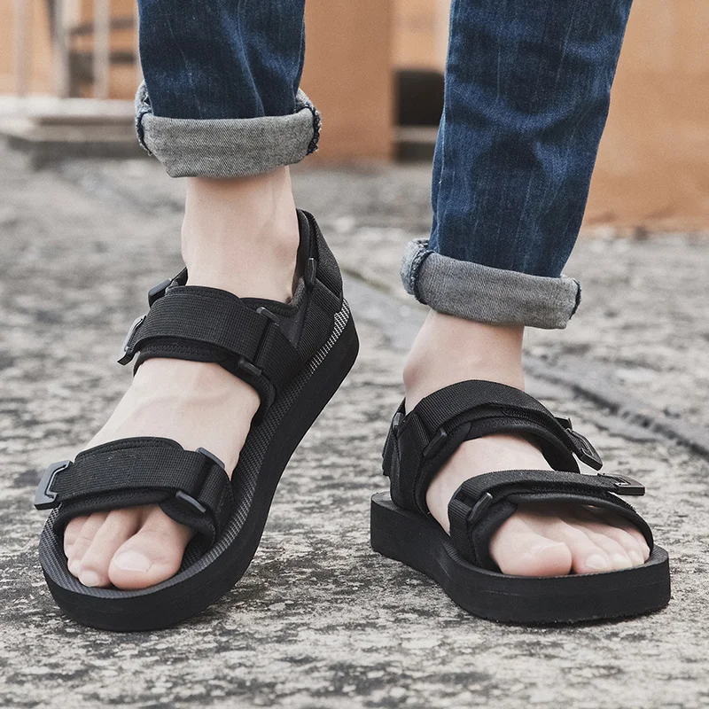 Summer Outdoor Men's Sandals Casual Anti-Slip Thick Bottom Soft Hiking Beach Flat Shoes EVA Outsole for Men Large Size50