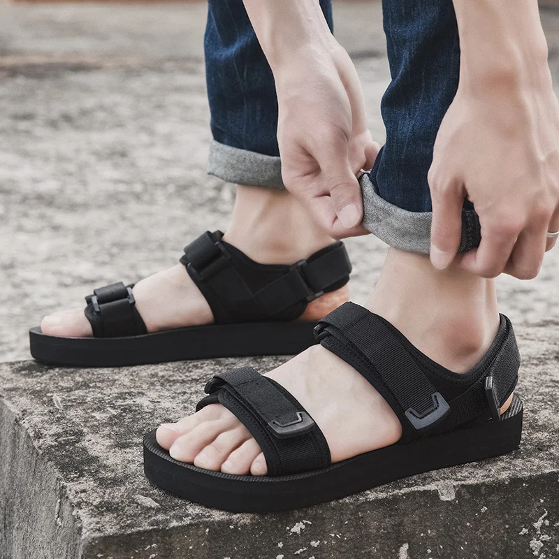 Summer Outdoor Men's Sandals Casual Anti-Slip Thick Bottom Soft Hiking Beach Flat Shoes EVA Outsole for Men Large Size50
