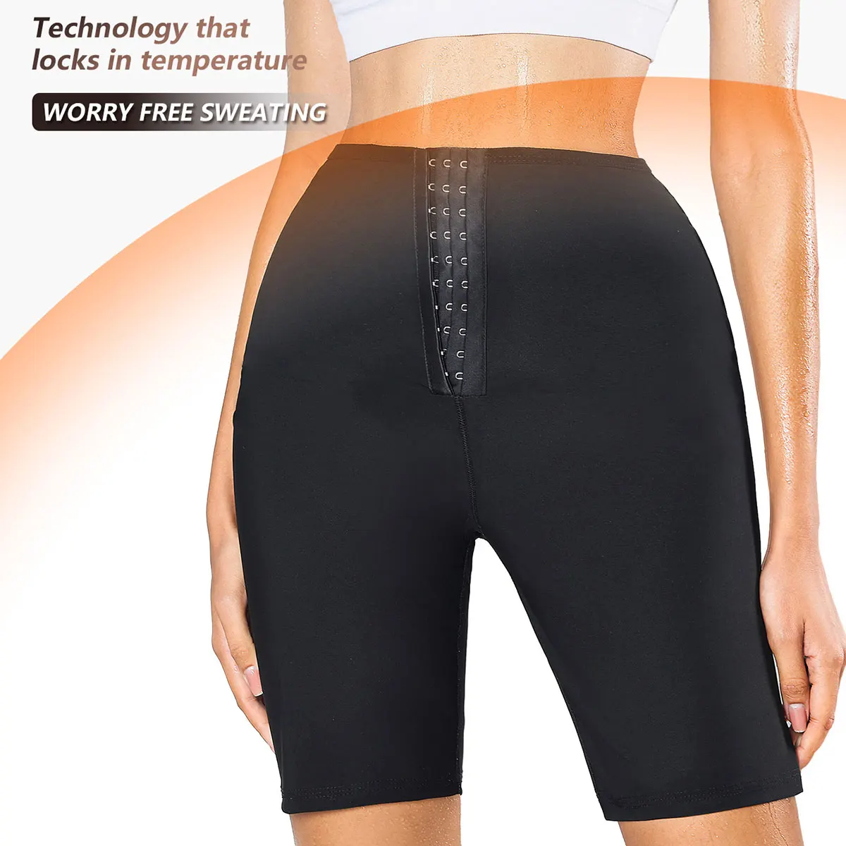 Ladies' High Waist Sauna Shorts, Thermal Shaping Hip-Lifting Tights, Adjustable Sweat-Absorbent Cropped Pants, and Sports Shorts