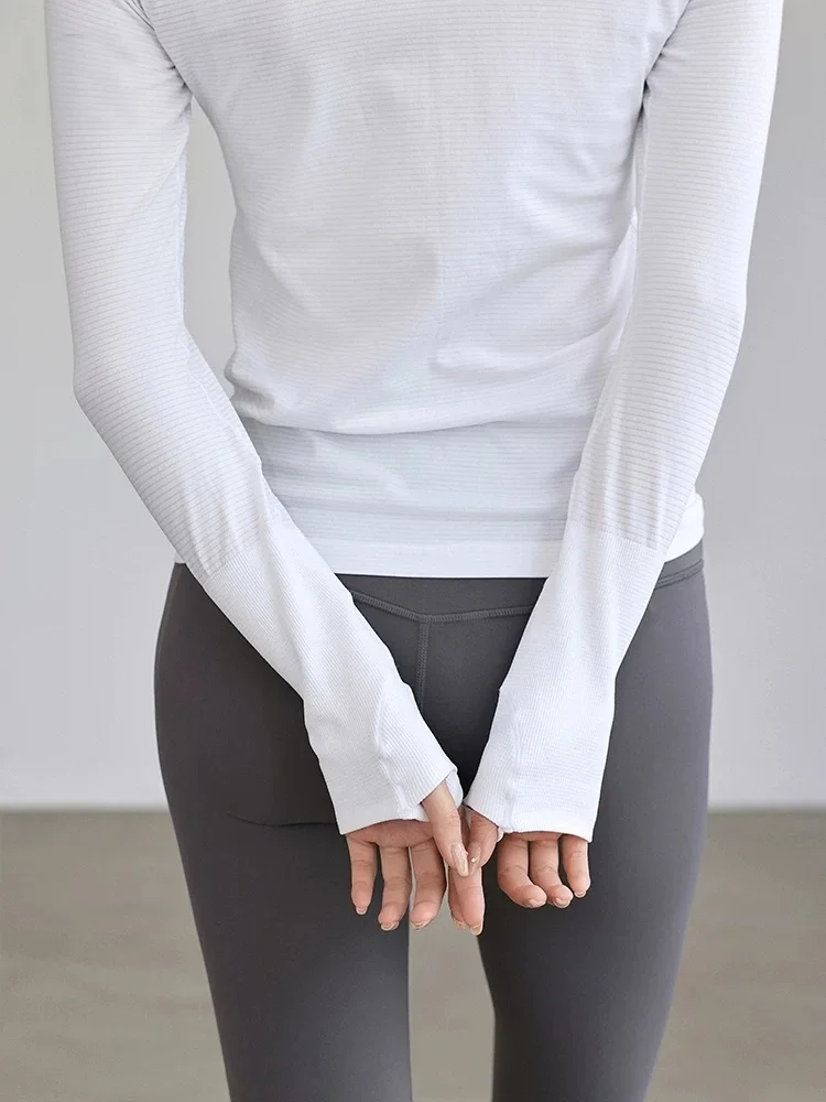 Women's Autumn & Winter Yoga Comprehensive Training Top High-Elastic Slim Crew Neck Quick-Dry Sports Long-Sleeve Fitness Clothes
