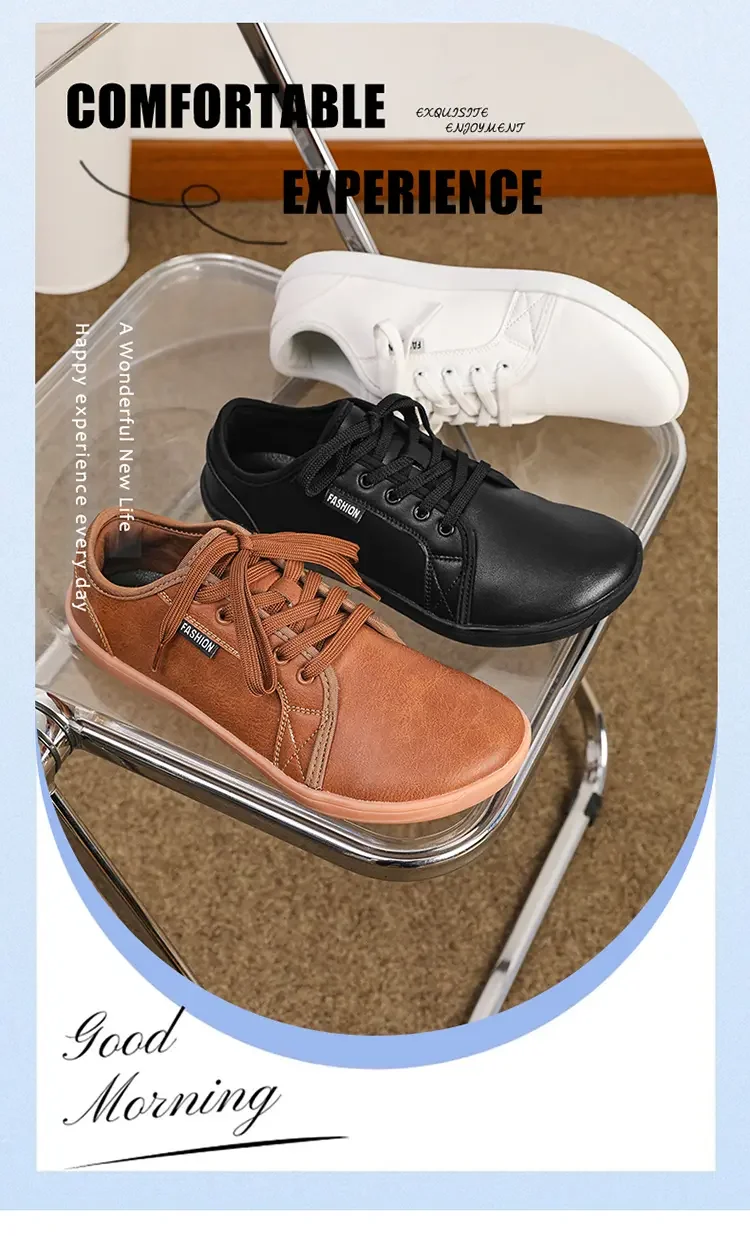 Minimalist Shoe Size 37-48 Men's and Women's Wide Toe Barefoot Casual Artificial Leather Lightweight Walking Sports Shoes