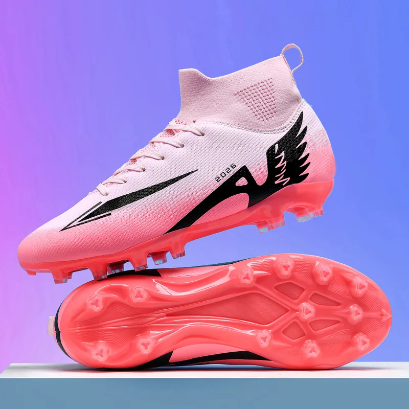 New Men Football Boots Outdoor High-quality Soccer Shoes Ultralight Indoor High Ankle Non-Slip Sports Shoes Futsal Non-Slip