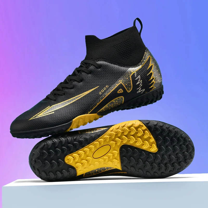 New Men Football Boots Outdoor High-quality Soccer Shoes Ultralight Indoor High Ankle Non-Slip Sports Shoes Futsal Non-Slip