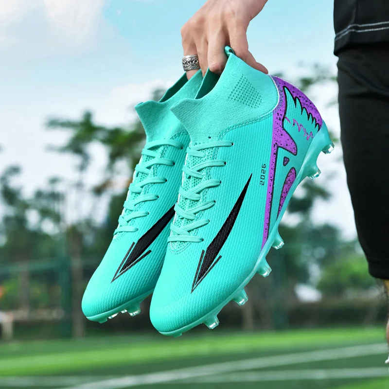 New Men Football Boots Outdoor High-quality Soccer Shoes Ultralight Indoor High Ankle Non-Slip Sports Shoes Futsal Non-Slip