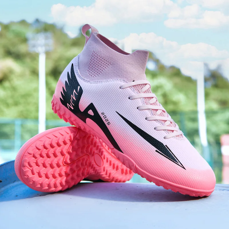 New Men Football Boots Outdoor High-quality Soccer Shoes Ultralight Indoor High Ankle Non-Slip Sports Shoes Futsal Non-Slip
