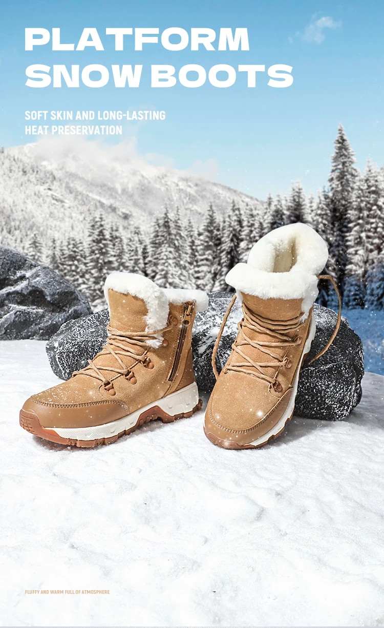 HUMTTO Women's Hiking Boots Winter Leather Snow Trainers Luxury Designer Trekking Boots Outdoor Casual Shoes 2024 Woman Sneakers