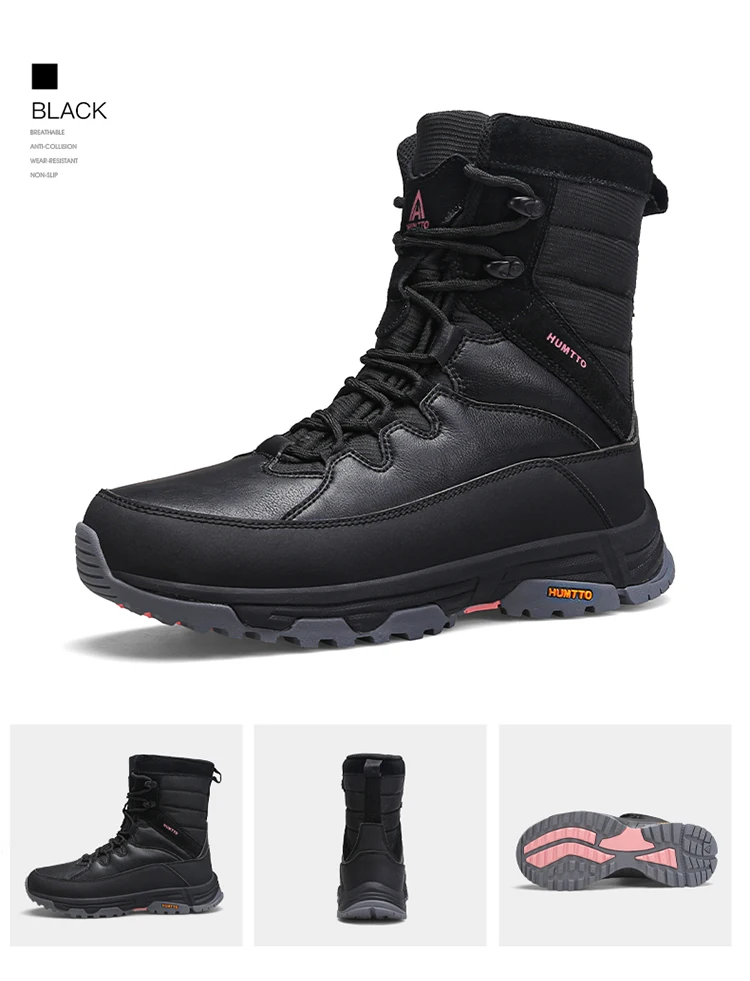 HUMTTO Women's Hiking Boots Winter Leather Snow Trainers Luxury Designer Trekking Boots Outdoor Casual Shoes 2024 Woman Sneakers