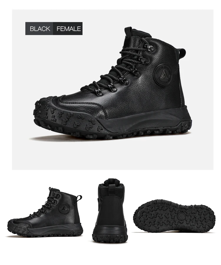 HUMTTO Women's Hiking Boots Winter Leather Snow Trainers Luxury Designer Trekking Boots Outdoor Casual Shoes 2024 Woman Sneakers