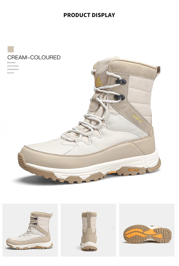 HUMTTO Women's Hiking Boots Winter Leather Snow Trainers Luxury Designer Trekking Boots Outdoor Casual Shoes 2024 Woman Sneakers