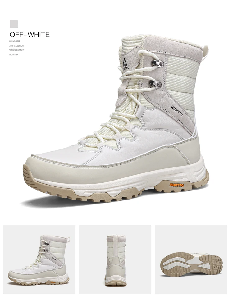 HUMTTO Women's Hiking Boots Winter Leather Snow Trainers Luxury Designer Trekking Boots Outdoor Casual Shoes 2024 Woman Sneakers