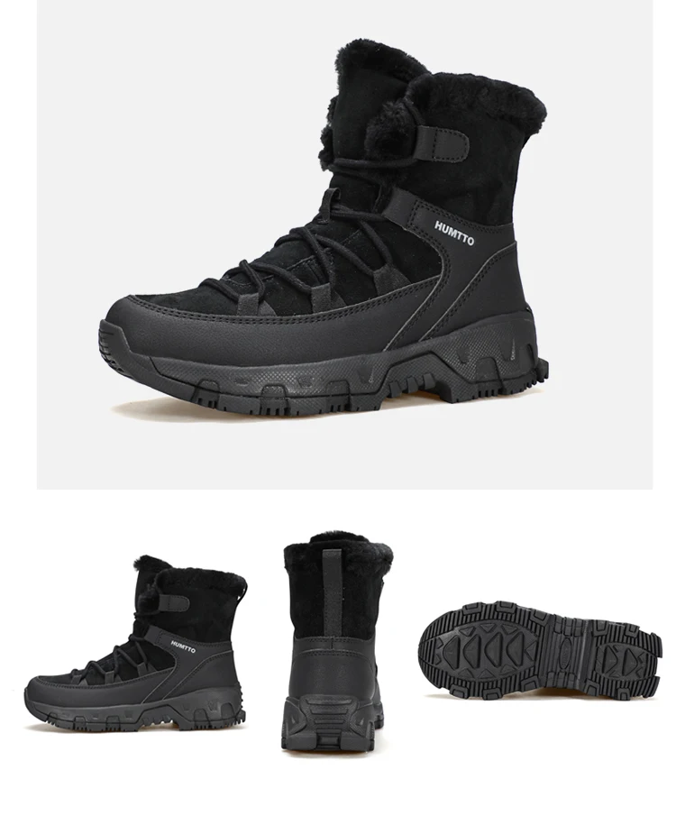 HUMTTO Women's Hiking Boots Winter Leather Snow Trainers Luxury Designer Trekking Boots Outdoor Casual Shoes 2024 Woman Sneakers