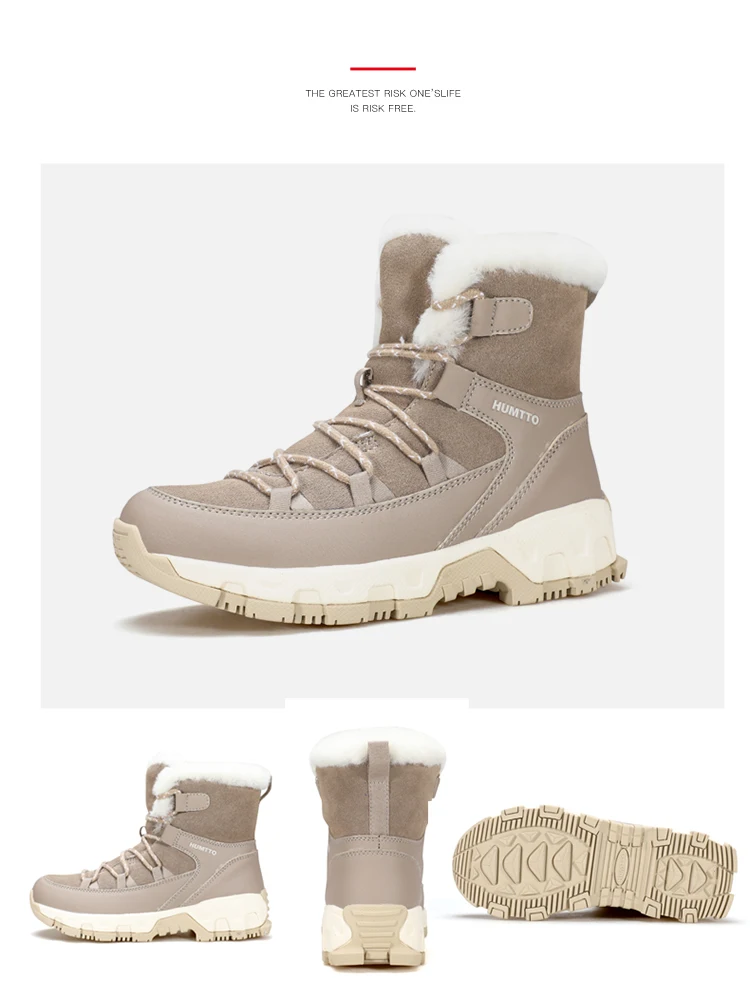 HUMTTO Women's Hiking Boots Winter Leather Snow Trainers Luxury Designer Trekking Boots Outdoor Casual Shoes 2024 Woman Sneakers