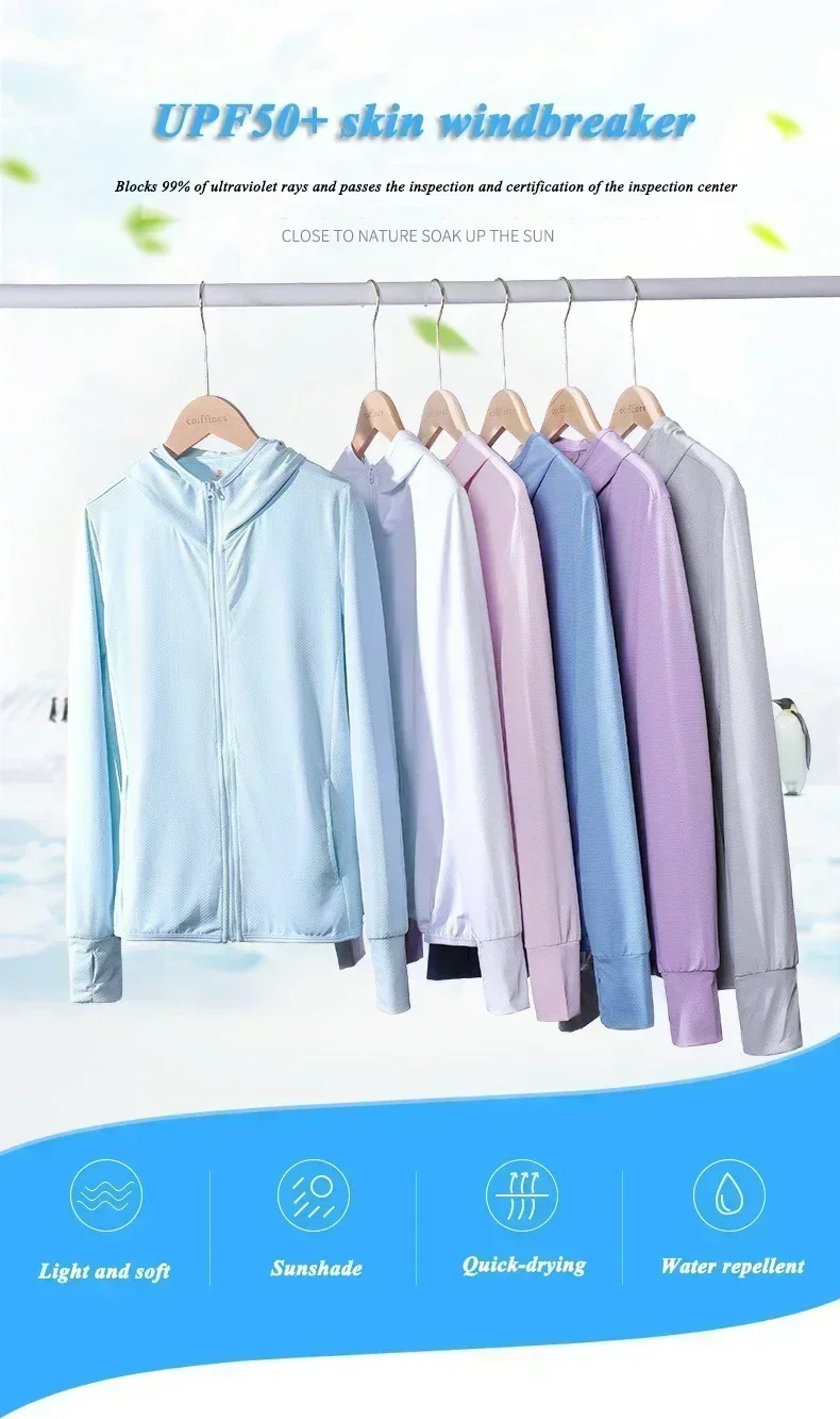 Upf50+ Sunscreen Clothing Women's Long-Sleeved Anti-Ultraviolet Sunscreen Jacket Men Breathable Outdoor Sportswear