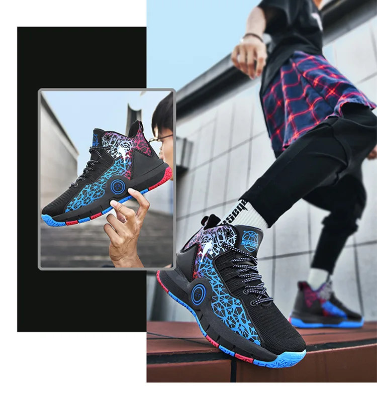 Hot Sale Cheap High Basketball Sneakers Men Women Fashion Printed Basketball Trainers Baskets Outdoor Platform Sport Shoes Boys
