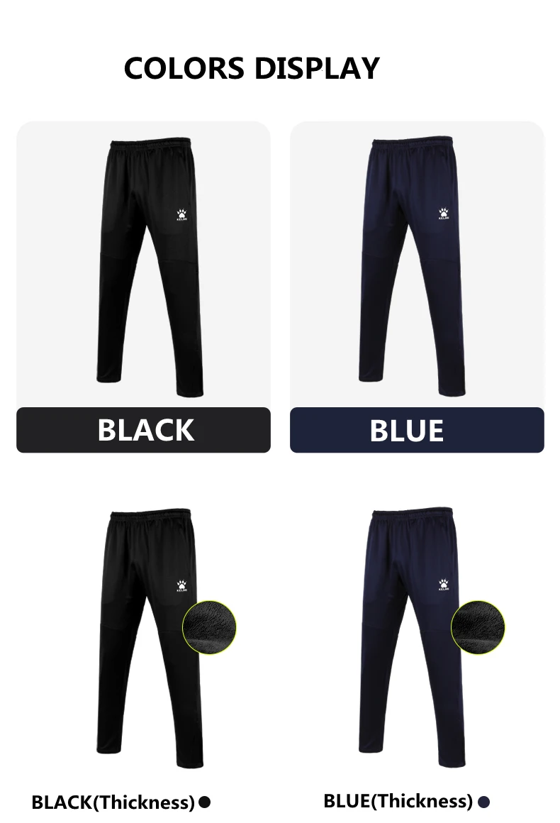 KELME Men Sports Trousers Sweatpants Kid Winter Padded Pants Thicken Jogging Women Fitness Outwear Warm Long Pants K15Z406